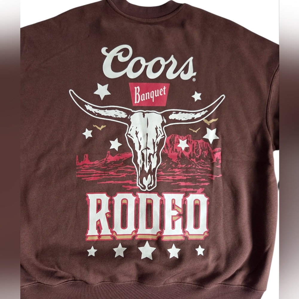 Coors Rodeo Longhorn Brown Swestshirt NEW Small - Picture 5 of 8